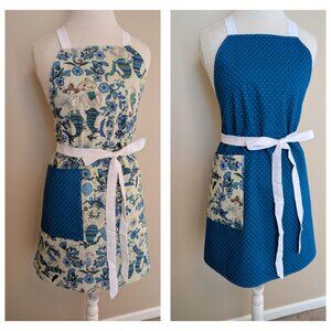 NWT Handmade Reversible Apron - skeleton mermaids and dots - One Size - OOAK